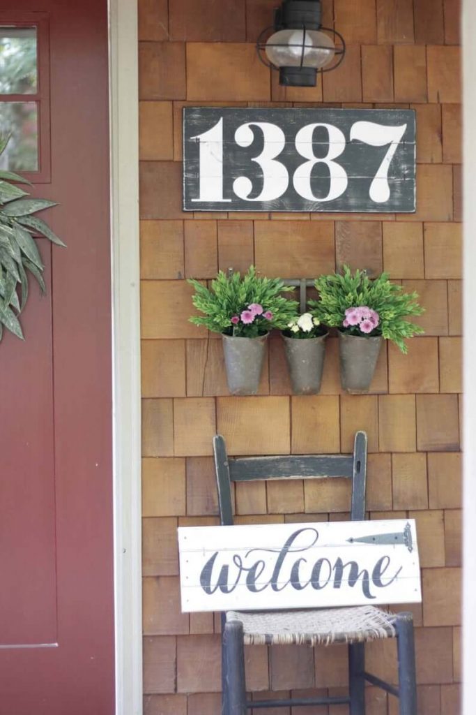house number placement ideas Rustic with Wall-mount Pots