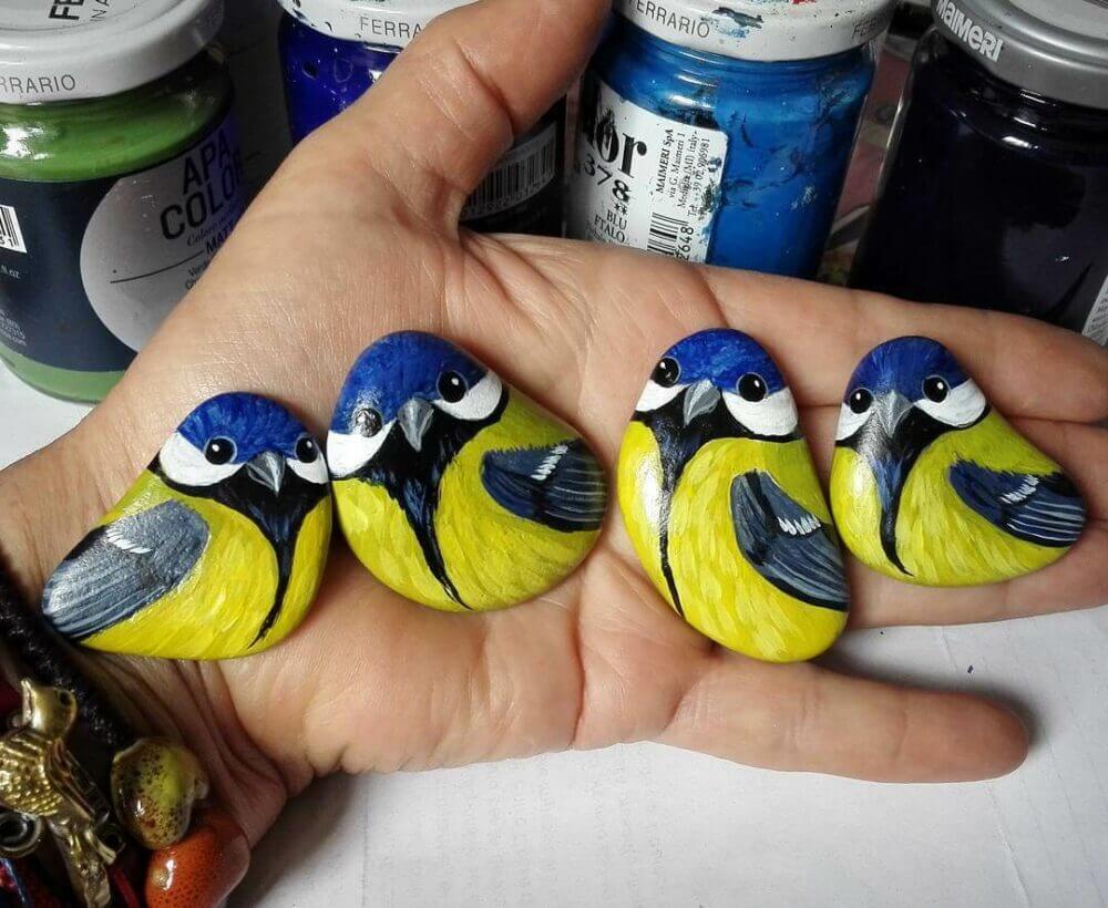 painted rock ideas bird Lively Tanagers