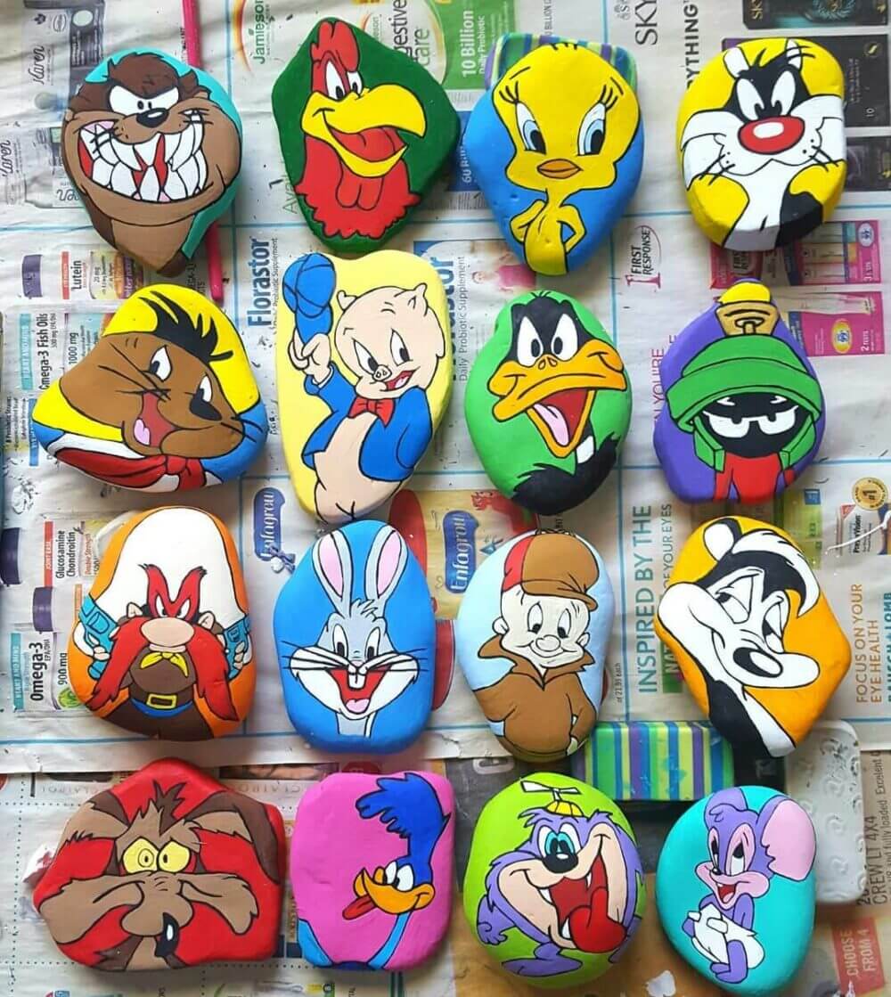 painted rock ideas easy Looney Tunes and Tiny Tunes