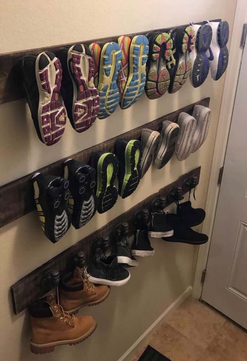 shoe cabinet entryway ideas Pipe Hanging Shoe Rack