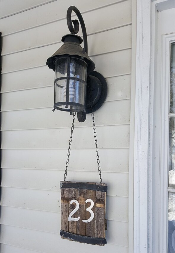 unique house number ideas Hanging from a Lamp