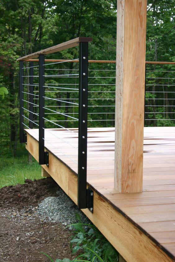 Deck Hand Railing Ideas Unfinished Wood Railing with Stainless Cable