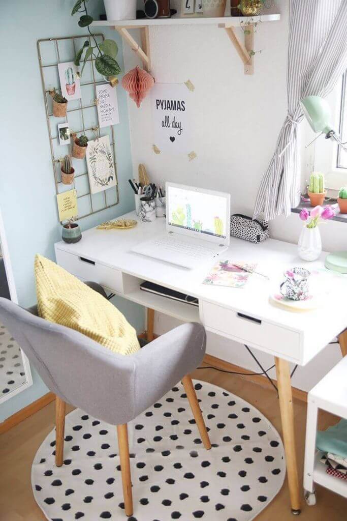 Home Office Ideas Small Room Corner White Office