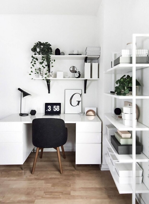 Home Office Ideas for Small Spaces Black and White Design