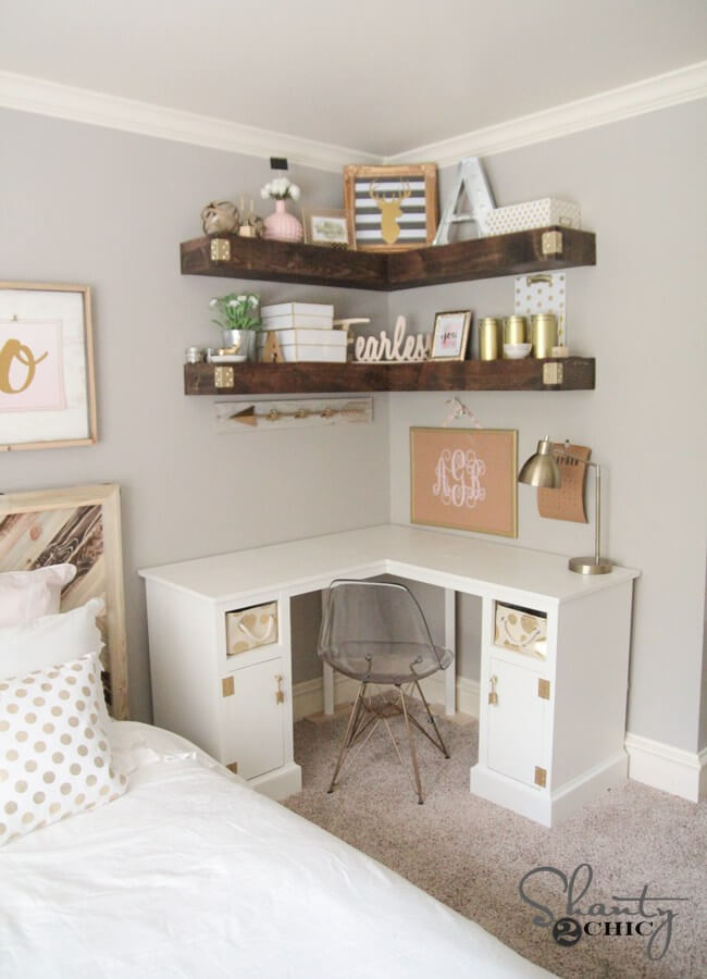 Small Bedroom Storage Ideas on a Budget DIY Corner Floating Shelves
