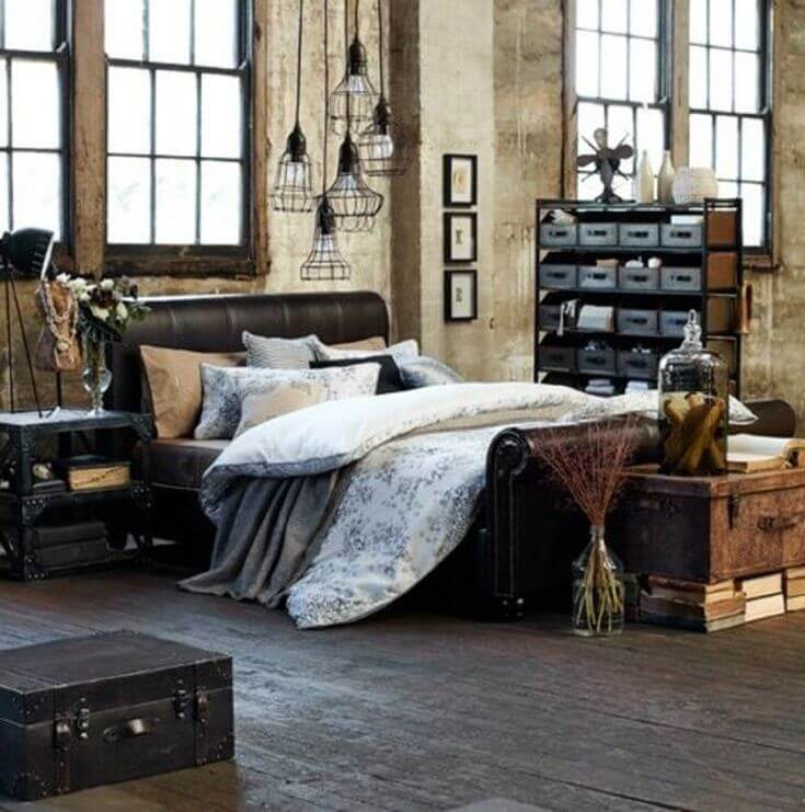 Steampunk Bedroom Set Try Textural Contrast