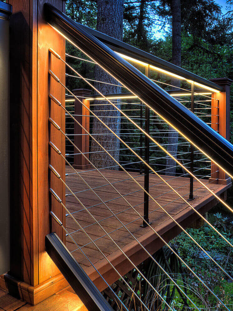 Under Deck Lighting Ideas Strip Lighting for Cable Deck Railing