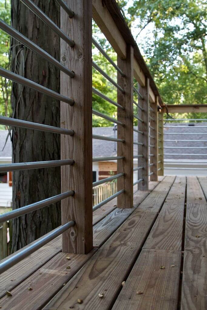 Wooden Deck Railing Ideas Deck with Metal Rebar Railing