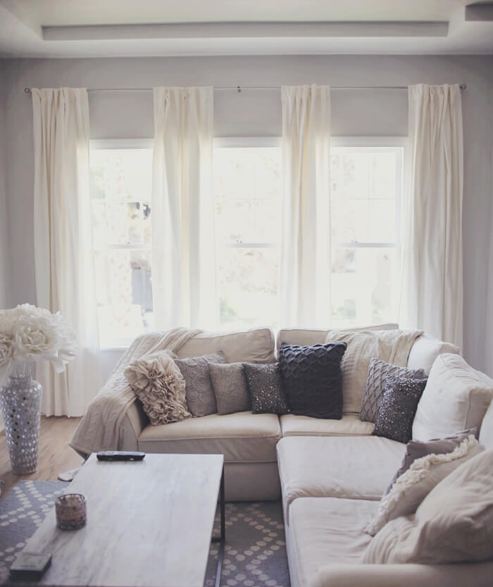 white living room curtains ideas Multiple Curtains