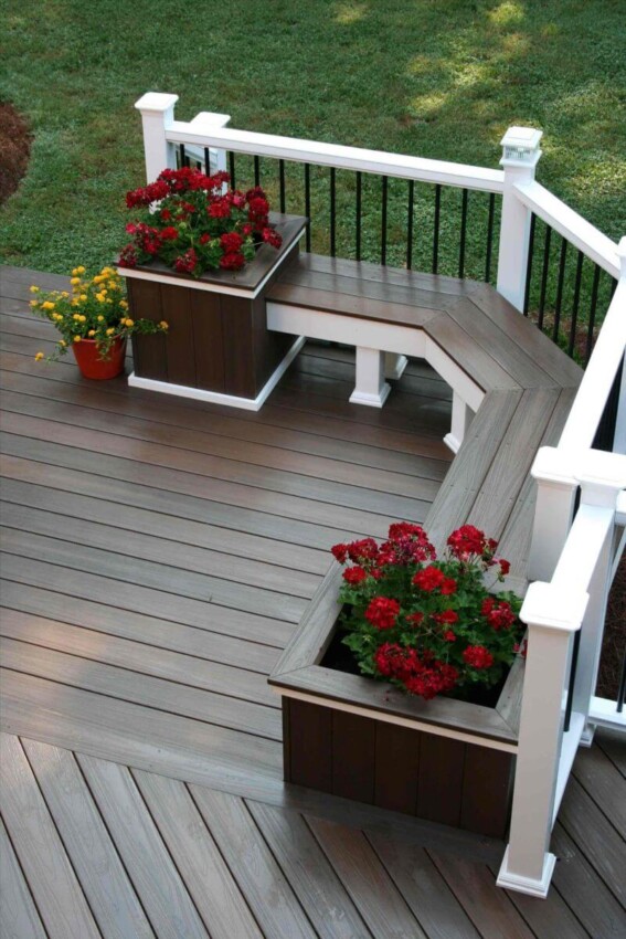 wood cheap deck railing ideas Dark Gray Deck with White Railing