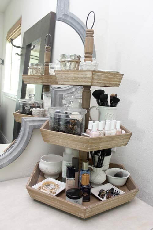 Makeup Storage Ideas for Small Bathroom Tiered Storage