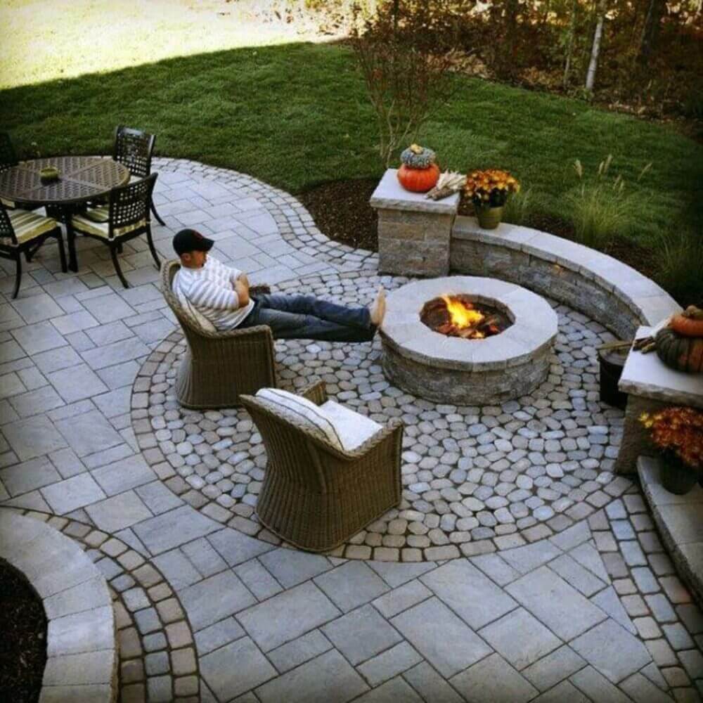 Paver Patio Ideas with Fire Pit ‘All in One’