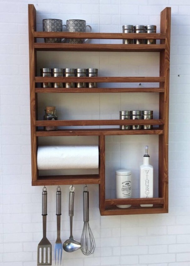 Spice Rack Ideas for Small Kitchens Wall-mounted Simple Rack 2