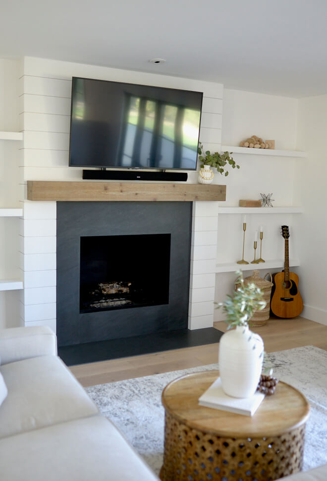 fireplace surround ideas with tv Black Granite Surround