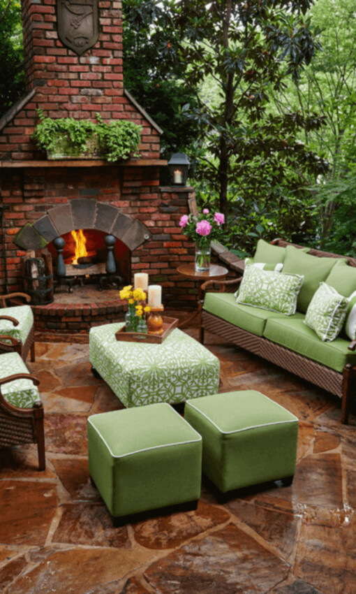outdoor fireplace patio ideas Rustic Brick Outdoor Fireplace