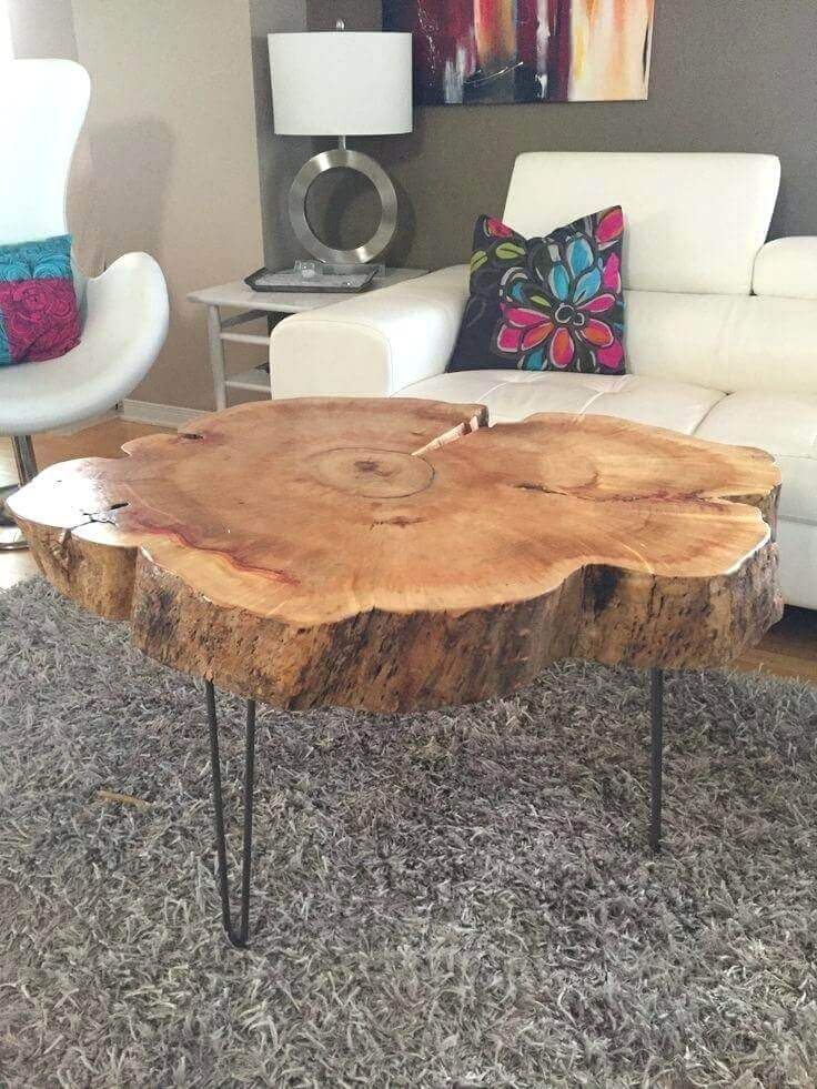 outdoor tree stump table ideas Wooden Table with Natural Touch